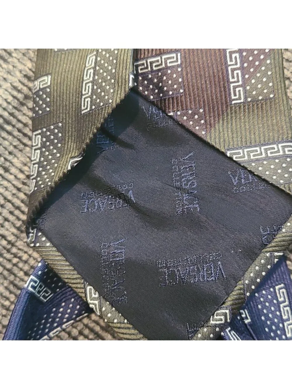 Versace collection vintage retro colour block 100% silk tie